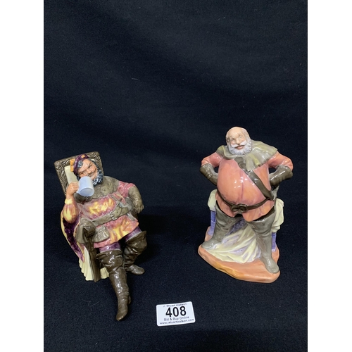 408 - 2 Royal Doulton figures, The Foaming Quart and Fallstaff, tallest 18cms