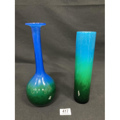 417 - 2 Swedish glass vases, by Ekenas, signed, tallest 30cms