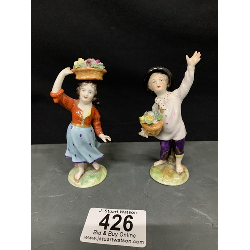 426 - 2 Small German figures, height 9cms