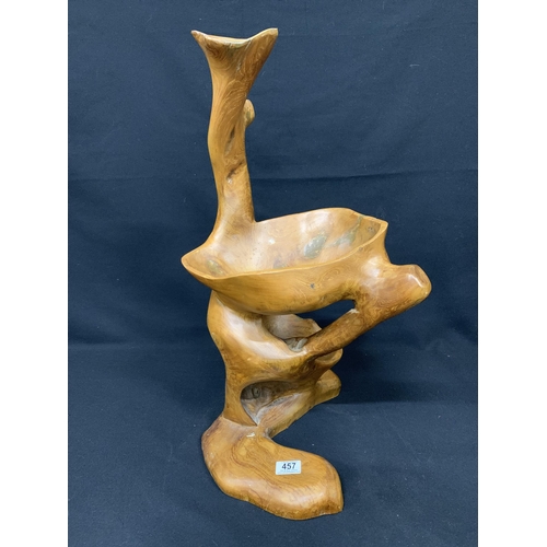 457 - Abstract carved wooden stand, height 68cms