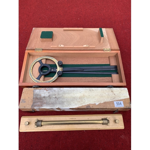 504 - Boxed Ships pointer, box length 49.5cms and boxed  parallel rule