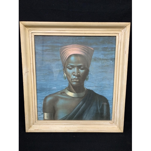 545 - Tretchikoff framed print of African lady, SA '51, overall size 60 x 65cms