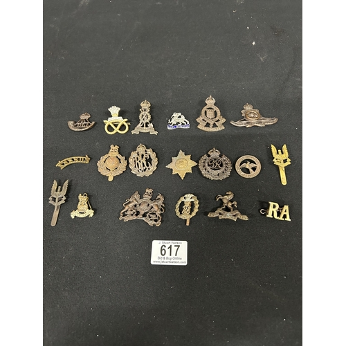 617 - Military cap badge collection including Officers badge