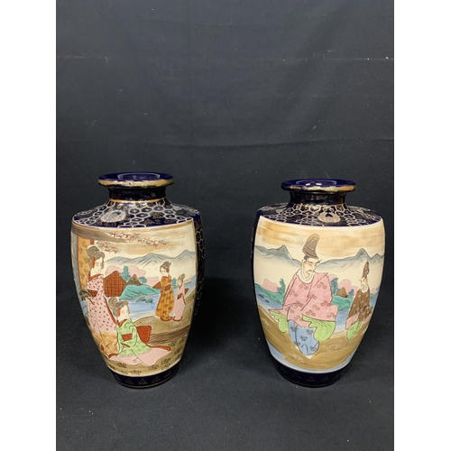 677 - Two large Chinese Vases, height 39 cms,  left hand vase with large hairline crack