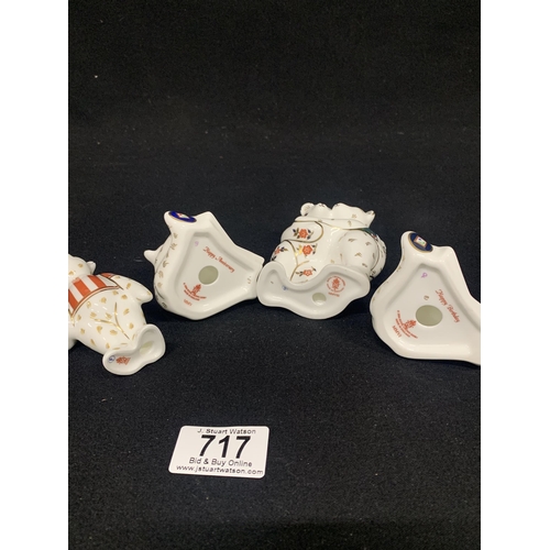 717 - Four Royal Crown Derby Teddy Bear figures