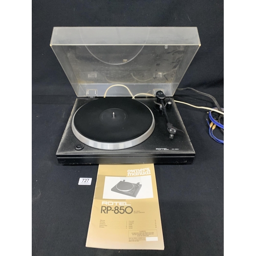 727 - Rotel RP-850 Stereo Turntable with Manual, working