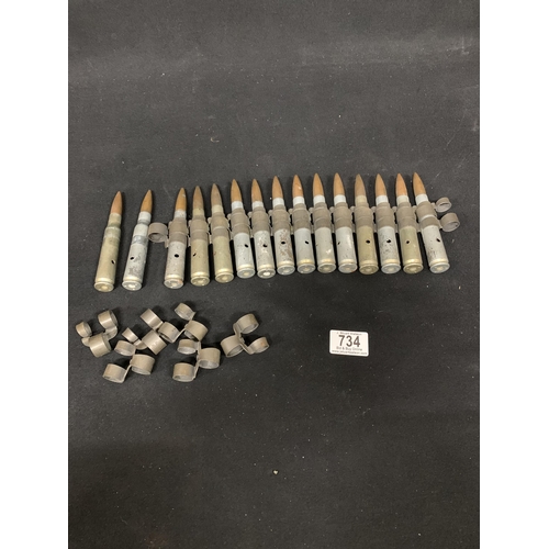 734 - Drill Rounds .50 Callibre (not live) plus extra links