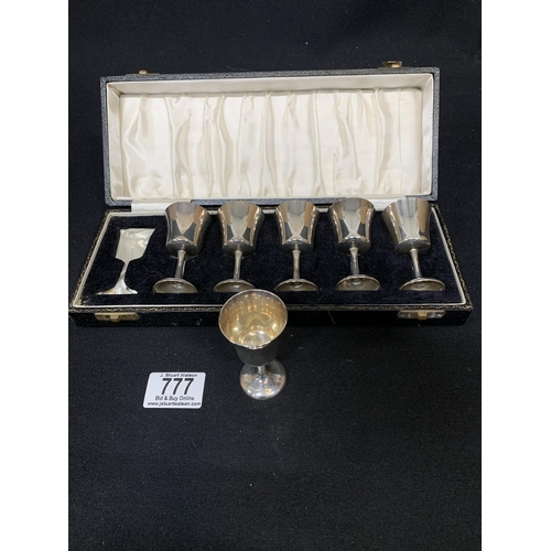 777 - Set of six Hallmarked Silver Goblets, height 7 cms, total weight 184 gms