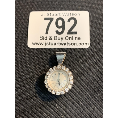 792 - Antique Omega Ladies Diamond Pendant Watch, gross weight 9 gms