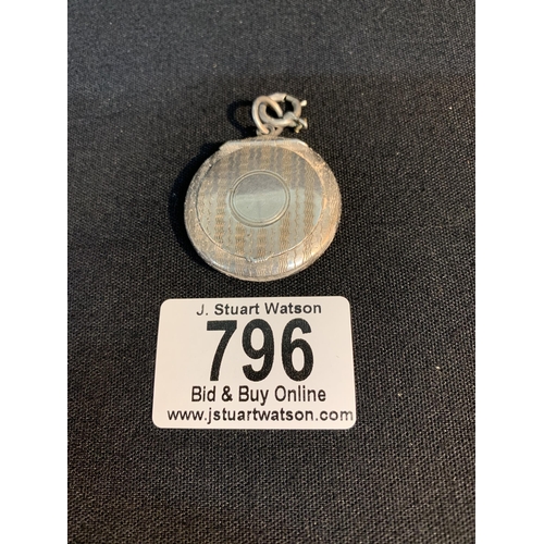 796 - Hallmarked Silver Pendant Compact, 32 mm diameter