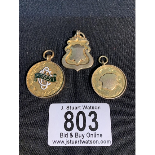 803 - Three Hallmarked 9ct Gold Cycling Club Medals to G F Ely, total weight 16.9 gms