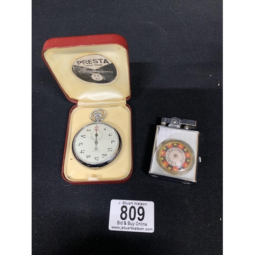 809 - Presta Stopwatch and Novelty Roulette Lighter