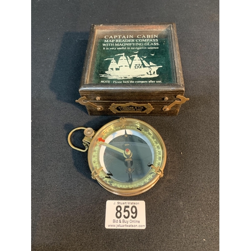 859 - Captain Cabin boxed Map Reader Compass, 7.5 cms diameter