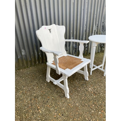 147 - White painted chair and white painted table