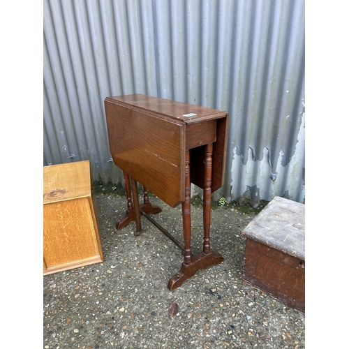 108 - A Sutherland table, small pine box and a record cabinet