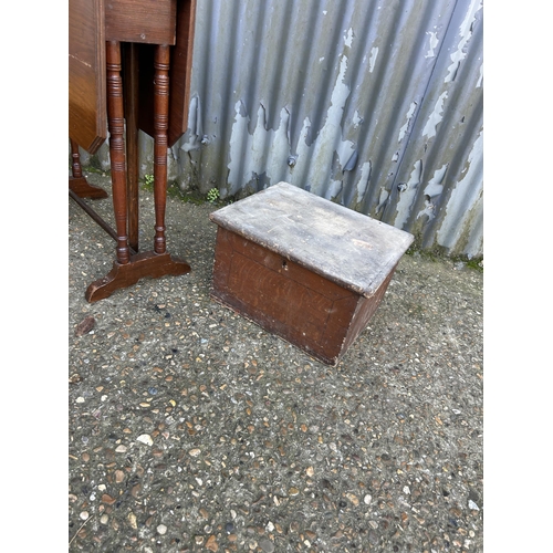 108 - A Sutherland table, small pine box and a record cabinet