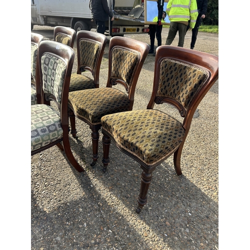 113 - A set of six Victorian mahogany framed  dining chairs with green upholstery