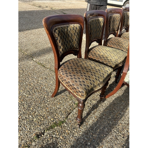 113 - A set of six Victorian mahogany framed  dining chairs with green upholstery