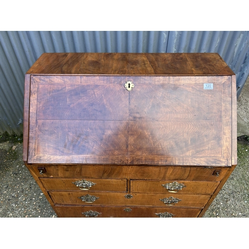 120 - A Georgian walnut bureau with fitted interior