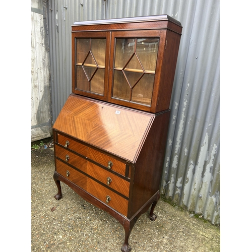 122 - An Edwardian mahogany bureau bookcase  90x45x160