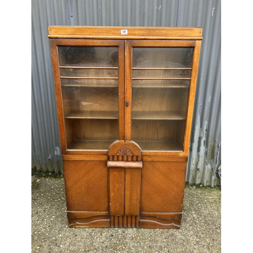 141 - A early 20th century glazed oak cabinet 92x30x120