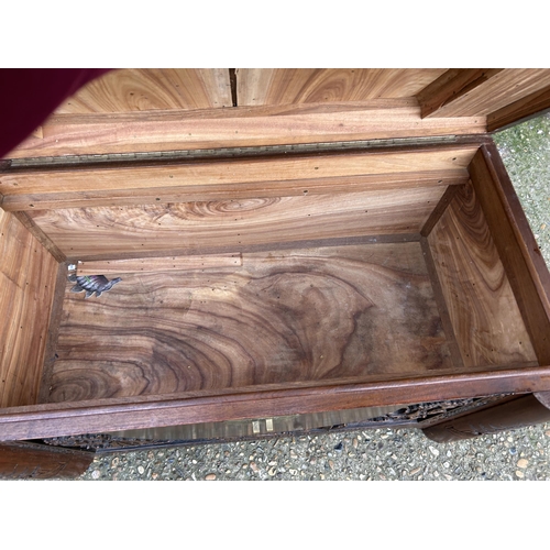 145 - A carved camphor wood blanket box chest  100x50x60