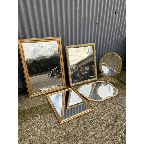 164 - Five gold gilt framed mirrors