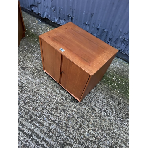 47 - A teak two door record cabinet