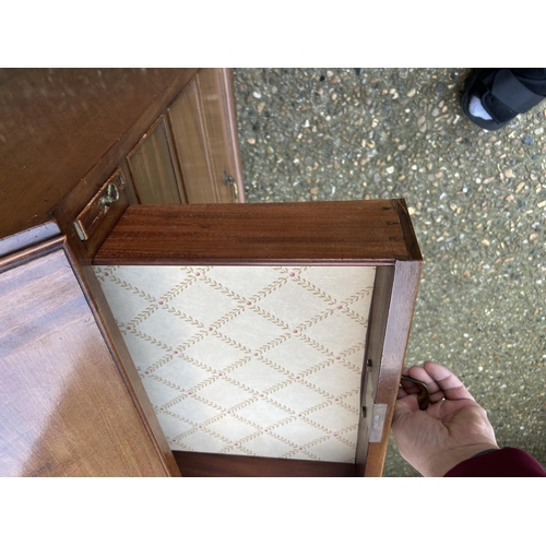 68 - A Victorian mahogany   bureau with fitted interior (missing handle in office) 107x50x110