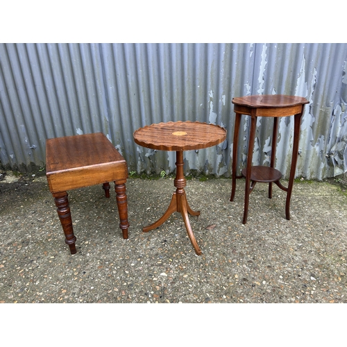 72 - Two mahogany occasional tables and a Victorian commode