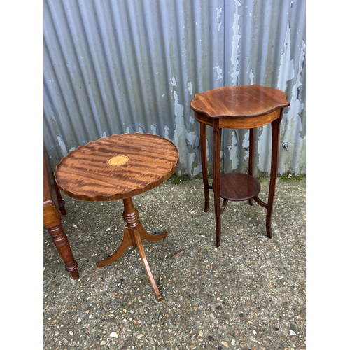 72 - Two mahogany occasional tables and a Victorian commode