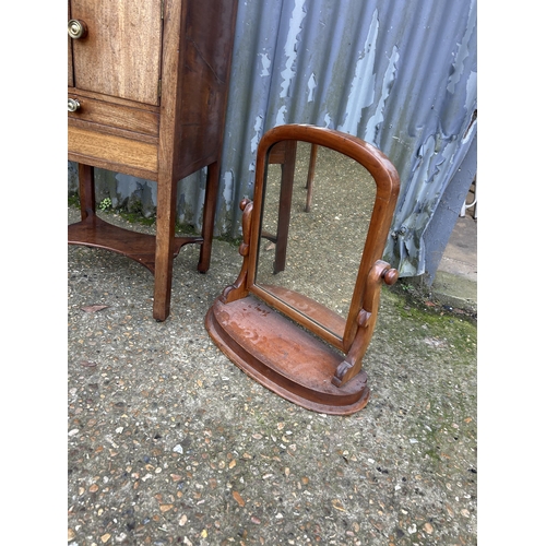 74 - A Victorian mahogany nightstand together with airer, and two mahogany swing mirrors