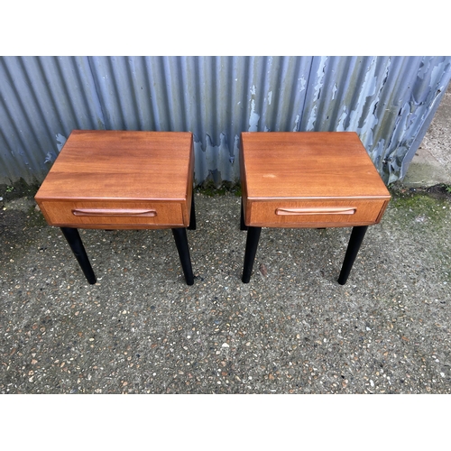 87 - A pair of g plan fresco teak single drawer bedsides