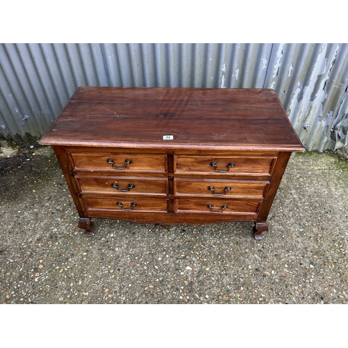 94 - A rustic pine chest of six drawers 100x48x68