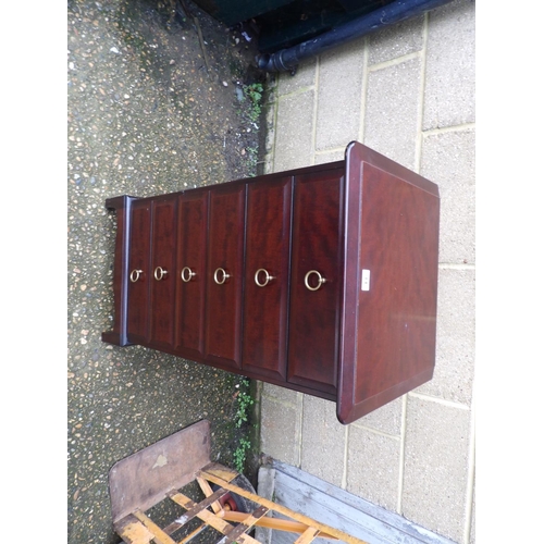 14 - A stag tallboy chest of six drawers