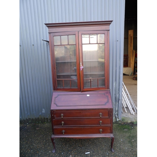 9 - An Edwardian bureau bookcase 104x50x210