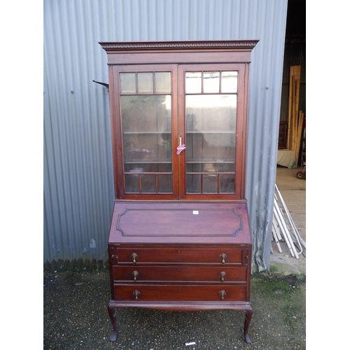 9 - An Edwardian bureau bookcase 104x50x210