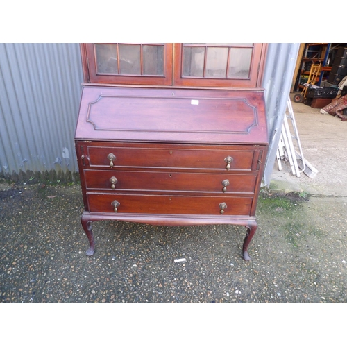 9 - An Edwardian bureau bookcase 104x50x210