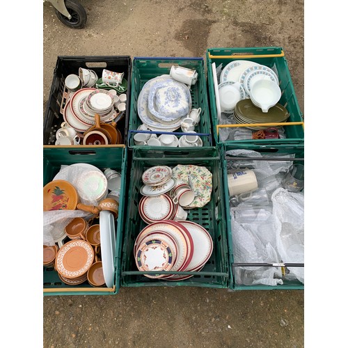 982 - Six crates of assorted china (not including crates)