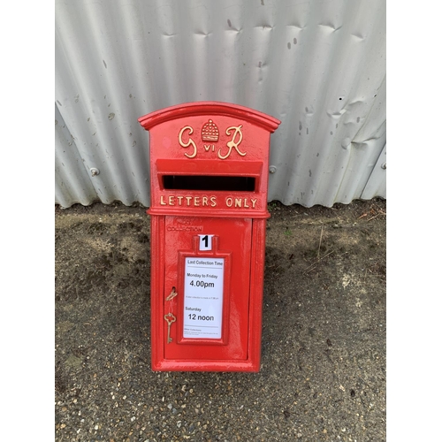 725 - Reproduction George V1 Red Metal Post Box