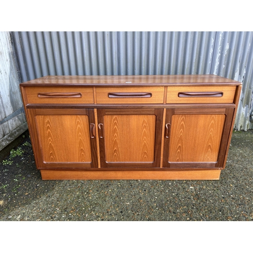107 - A g plan teak three drawer sideboard 142x44x75