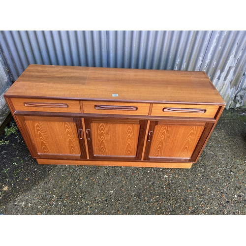 107 - A g plan teak three drawer sideboard 142x44x75
