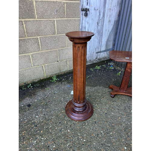 13 - A collection of mahogany side tables including plant stand, tray top table and tripod table