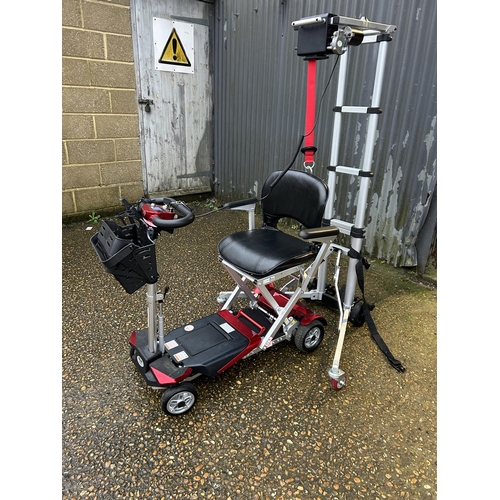 181 - A drive deville elite auto fold mobility scooter together with aluminum electric hoist for car loadi... 