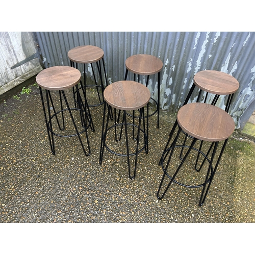 185 - A set of six modern hairpin bar stools 80cm