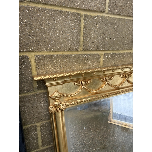 192 - A very large gold gilt over mantle mirror 120x120