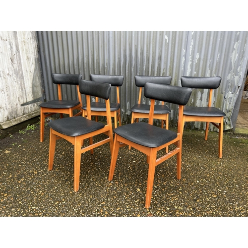 207 - A set of six mid century teak framed dining chairs