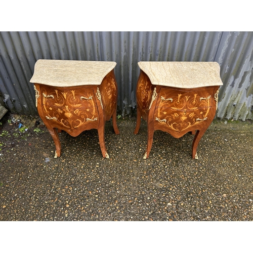 219 - A pair of good quality reproduction chests of two drawers with marble tops 60 x37x75