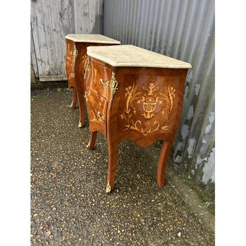 219 - A pair of good quality reproduction chests of two drawers with marble tops 60 x37x75