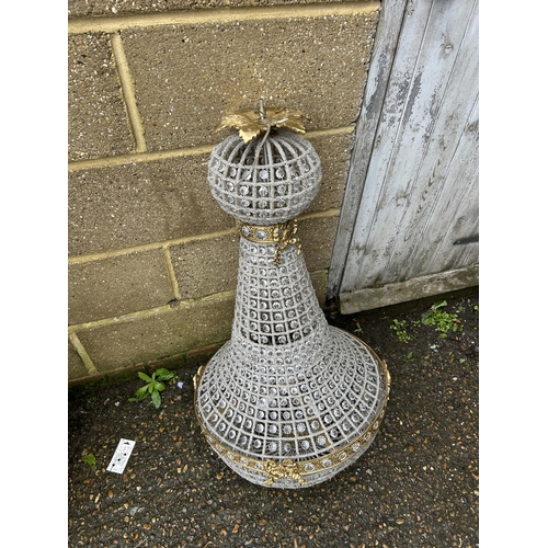 221 - A large cut glass and gold gilt pendant light fitting 100cm